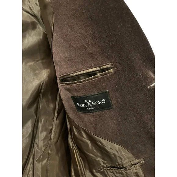 Vintage Marc Ecko Velvet Cut & Sew Chocolate Brown Blazer Size XL Men's Piping - Picture 6 of 11